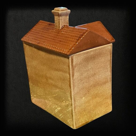 VTG VICTORIAN HOUSE COOKIE JAR 2 STORY SAN FRANCISCO STYLE CERAMIC BROWN 9” - Picture 8 of 8